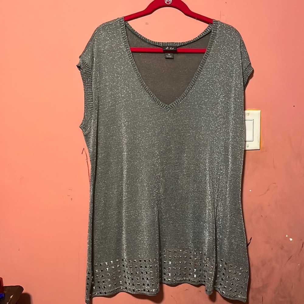 Silver glitter top